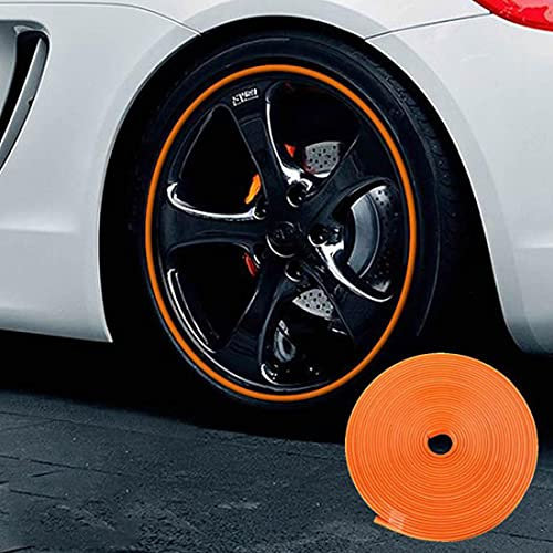 XYEJL 8m Felgenkantenschutzring, Felgenschutzstreifen, Radnabenschutzring Dekorationslinie Für Automobilgummistreifen, Langlebiger Schutzaufkleber,orange