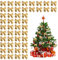 Souarts 48 Stück Weihnachtsschleifen, Weihnachtsbaum Schleifen Rot Gold Weihnachten Deko Glitzer Schleifen Weihnachtsbogen Band Bogen Ornamente für Weihnachtskranz Geschenk(Gold)