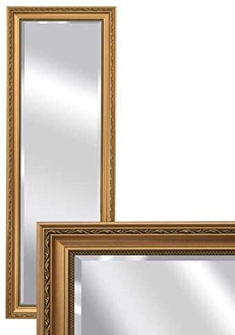 BD ART Wandspiegel Antik Gold Holzrahmen 49 x 139 cm zeitlos eleganter Barock Rahmen