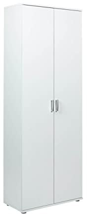 Inter Link - Armoire multi-usages - Armoire à balais - Armoire de nettoyage - Armoire multi-usages - Armoire de ménage - 2 portes - 3 étagères - Largeur:70cm - Profondeur:34cm - Hauteur:190cm - Arconati HHS - Blanc