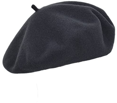 MELEGARI Baskenmütze für Damen, 100 % Wolle, Roma Beret, hergestellt in Italien, Graphit 15, One size
