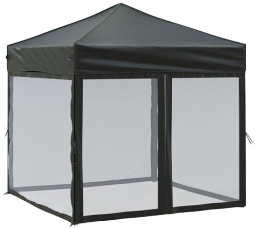 vidaXL Tente de Réception Pliable avec Parois Belvédère de Camping Pavillon d'Extérieur Tonnelle de Jardin Chapiteau Patio Noir 2x2 m