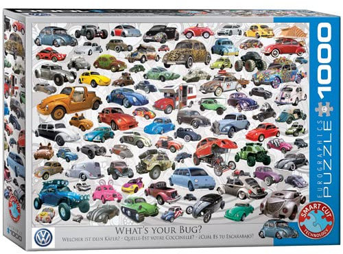 Bunte VW Käfer Welt - Welcher ist deiner? 1000 Teile Puzzle Format 68x48 cm + Deluxe 3er Set Puzzle Zubehör