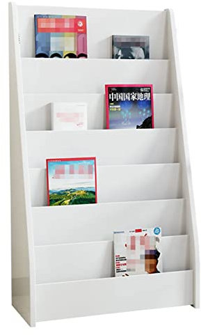 Zeitungsständer Große Bodenzeitschriftenhalter für Regale, Kommerzieller Brauner Büro-Wohnkultur-Zeitschriftenständer mit 7 Regalen, Prospektständer (Color : White)