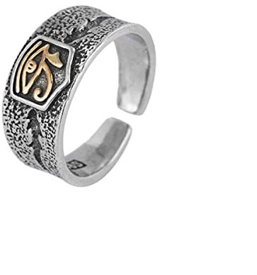 YAHOYA Wikinger Thai Silber Farbe Goldenes Auge von Horus Ring Männer Frauen Vintage Öffnen Finger Mode Accessoires Nordischer Schmuck Männliche Geschenke