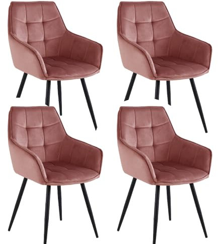 Colenis® - Oriana Esszimmerstuhl - 4er Set - Rose - Mikrofaserstoff - Industriell