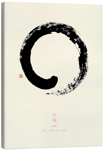 Posterlounge Enso - Japanischer Zenkreis I Leinwandbild 30 x 40 cm | Edo Minimalismus Ukiyo-e Zen Enso Wabi Sabi Sumi Shodo Kalligraphie Japan Asiatisch Buddhismus Spiritualität Meditation Yin