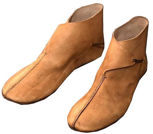 Stivali Medievali Piatto Singolo Scarpe Stivali Steampunk Retro Casual Cuoio Stivaletti Festival Larp Scarpe Cosplay Cavaliere Principe per Cosplay Festa di Carnevale,Marrone,40