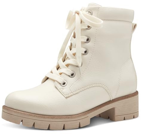 Jana Damen Stiefeletten zum Schnüren mit Reißverschluss Vegan, Beige (Ivory), 39 EU