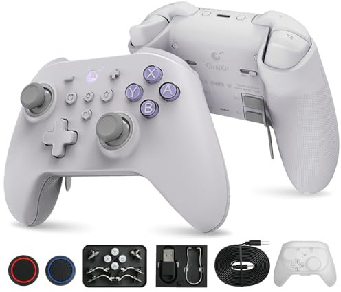 No Drift Stick GuliKit KK3 Max Bluetooth Controller, Kingkong 3 Max Wireless Controller für Switch/Switch OLED, Hall Effekt Joystick/Auslöser, Maglev/Rotor/HD-Vibration, Hyperlink Adapter (Grau)