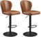 VASAGLE EKHO Kollektion - 360° drehbarer Barhocker, 2er Set, höhenverstellbarer Barstuhl mit Rückenlehne, Kunstleder, Nähte, Mid-Century-Modern-Stil, Küche, Hausbar, einfache Montage, karamellbraun