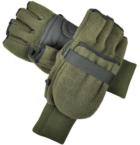 K&S Wildkameras Fleece Handschuhe Thinsulate Isolierung Schießhandschuhe Jagd Outdoor Fotografen Winter Jagdhandschuhe Herren Oliv Grün (XXL)