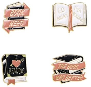 Sunruchao Coffret cadeau pour amateurs de livres - Épingles, broches, badges et sac à dos - Décoration de vêtements, Métal