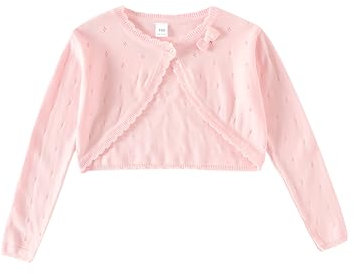 Proumhang Cardigan Bolero Shrug da Bambina Maglioni a Maniche Lunghe in Cotone Scialle a Un Bottone Giacca Felpa Cappotti Vestito Chlidren Coprire per 3-10 Anni Rosa 130