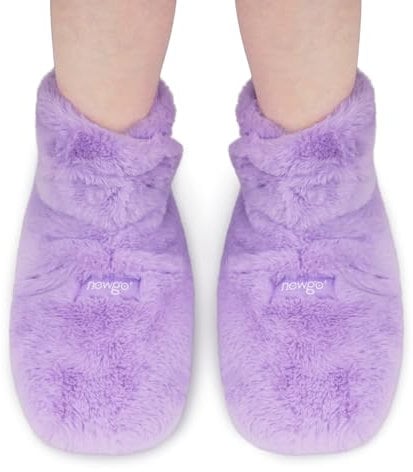 NEWGO Microwavable Booties and Feet Warmers, Heating Pad for Foot Deep-penetrating Heat Therapy for Cold Feet, Relieving Stiffness, Sore Muscles, Plantar Fascitis (Purple)