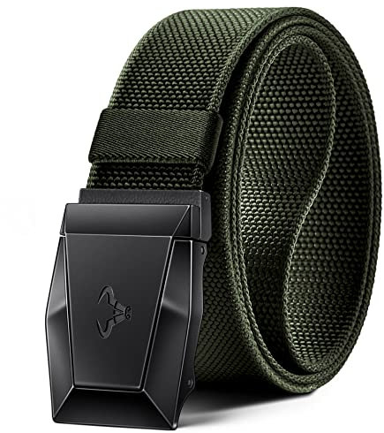 BULLIANT Taktischer Gürtel, Gürtel Herren Arbeitsgürtel Militär Wandern 3,8cm,Schnellverschluss Metallschnalle(Marinegrün,100cm/28-32 taille verstellbar)