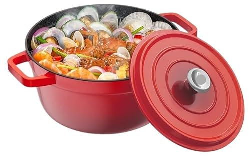 LYP-DEINEOMGS Slow Cooker & Schmortopf: Isolierter Thermokocher, Suppentopf – praktisch und leicht zu reinigen for das Kochen zu Hause(Red Dutch Oven)