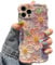 UEEBAI Case for iPhone 13, 16 Pro, Colorful Retro Oil Painting Flower Case, Pink Purple, Glossy, Shock-Absorbent, Curved