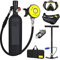 AIRYSSFU Tauchflaschen, DIDEEP X4000Pro 1L Tauchflasche Sauerstoffflasche Unterwassertauchset Tauchausrüstung Luft Mit Aufbewahrungstasche,Für Unterwasser-Atemtraining