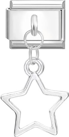 Greenyre Italian Charm Bracelet,Silber Italian Charms,9mm Edelstahl DIY Abnehmbar Module für Italienische Armbänder,Armband Charms für Armketten,Geschenke für Freund/Families(five-pointed star)