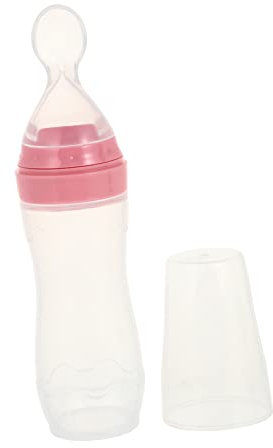 GARVALON Biberon D'alimentation Pour Bébé En Silicone Avec Cuillère Souple Flacon De Distribution De Nourriture Pour Bébé 120ML Couleur Idéal Pour Les Repas De Bébé