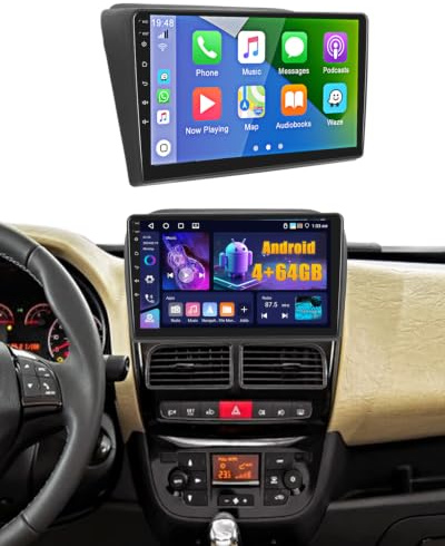 Fuluku 4+64G Android Autoradio per Fiat Doblo 2010-2015/Opel Combo 2011-2018 con Wireless Carplay&Android Auto, 9'' IPS Touch Screen Radio con Bluetooth 5.0/GPS/Telecamera posteriore/FM/WiFi/SWC