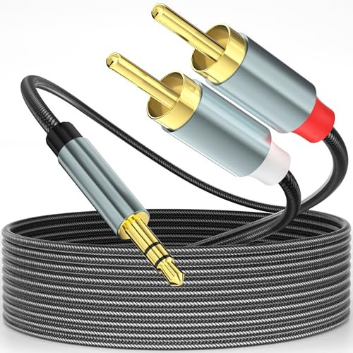 Cavo audio RCA a jack da 3,5 mm,cavo audio aux jack da 3,5 mm a 2 RCA Y per TV,PC,telefono cellulare,lettore MP3,altoparlanti,sistemi HiFi,home theater,autoradio,tablet,amplificatore,soundbar (2 m)