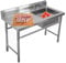 CFMAIF Lavello Cucina 1 Vasca,Lavatoio in Acciaio Inox, Lavello Multiuso in Piedi con Rubinetto, Lavandino da Esterno Lavabo di Utilità(100X50cm/39.3X19.6in,Right Sink)