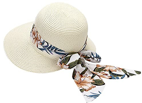 VaiKanhai Chapeau d'été pour femme - Large chapeau de paille - Pliable - Protection contre le soleil - 50+ - Chapeau tropical, d, taille unique