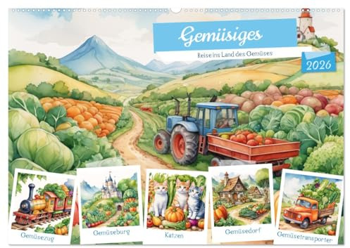 Gemüsiges - Reise ins Land des Gemüses (Wandkalender 2026 DIN A2 quer), CALVENDO Monatskalender: Ein vitaminreicher Ausflug! (CALVENDO Gesundheit)