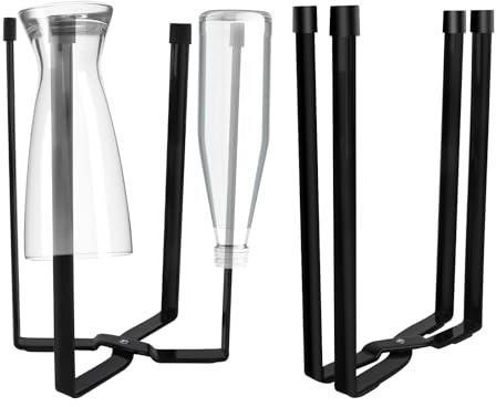 VFANDV Abtropfgestell Flaschen, Flaschenhalter für Abtropfen, Flaschenständer aus Metall, Stabil und Klappbar, Premium Abtropfgestell Flaschen, Praktischer Flaschentrockner Ständer (Schwarz)