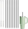 8 PCS Replacement Metal Straws Drinking for Stanley Iceflow Flip Straw 0.89L/30oz, 21.5cm Stainless Steel Straw with 2PCS Brush,for Stanley Flip Straw Water Bottle(Only Fit Iceflow 30oz Original Lid)