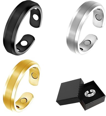 BAGUBDR 3 PCS Calmara Ring Weight Loss, Adjustable Rings for Women with 4 Powerful Stone, for Anxiety Relief and Better Sleep, Stress Relief Jewelry for Women and Men(With Box)