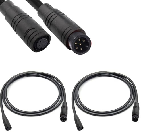 RUNCCI-YUN 2Pcs Ebike 6 Pin Waterproof Extension Cable Connector e-bikes male and female Plug Wire,6 pin cable connector,for electric bike light,Throttle,Ebrake-50cm M8