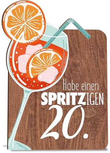 20 Geburtstag Frau Karte Aperol 20 Geburtstag Holzkarte - Geburtstagskarte mit Umschlag - liebevoll gestaltete Aperol-Karte zum 20. Ehrentag, kreative Geschenkidee für Freunde und Familie