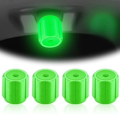 Leuchtende Ventilkappen Auto, 2026 Neu Leuchtende Ventilkappen 4 Stück Ventildeckel, Universelle Fluoreszierende Autoreifen-Ventilkappen Reifenventilkappen für Autos, Motorräder und Fahrräder (Grün)