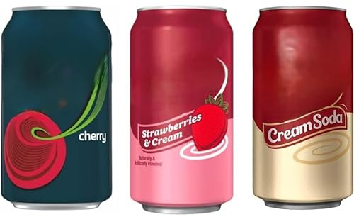Cream Soda USA Soft Drink Variety Pack – 24 Cans x 355ml, 3 Flavours (Cream Soda, Strawberry Cream & Cherry, (8 Cans Each)