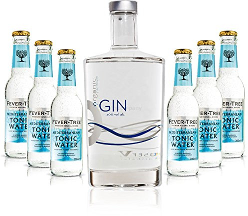 Gin Tonic Set - Organic Gin 0,7l 700ml (40% Vol) + 6x Fever Tree Mediterranean Tonic Water 200ml inkl. Pfand MEHRWEG