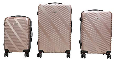 Luxus 3 TEILIGES Kofferset IMEX Koffer Trolley HARTSCHALE ABS REISEKOFFER Set (Rosegold)