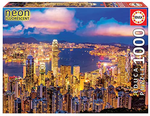 Educa 18462, Hong Kong, Leuchtpuzzle, 1000 Teile Puzzle für Erwachsene und Kinder ab 10 Jahren, China, leuchtet im Dunkeln