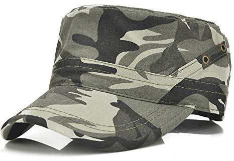 CHENGZI Unisex Army Hut Cadet Cap Twill Flat Top Cap Fashion Adjustable Baseball Hat, camouflage, One size