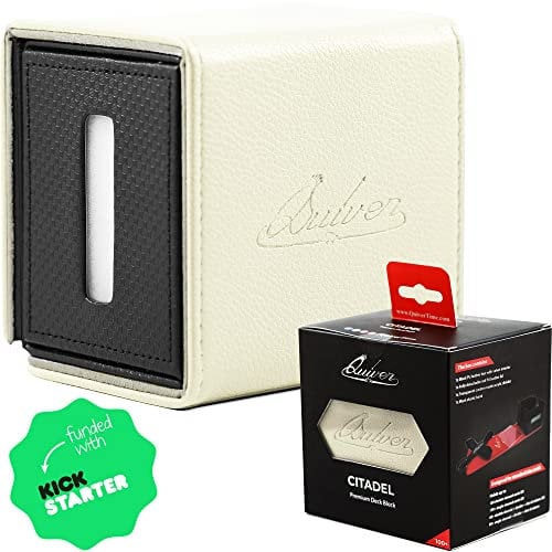 Quiver Time Citadel Caja Marfil para Mazos para Cartas MTG y otros Juegos TCG - Caja Premium para Mazos Commander, Almacenaje para 100+ Cartas, Dados y Fichas, Divisor Personalizado, Cierre Magnético