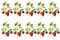 MCDSAJ Künstliche Blumen, rote Erdbeere, Himbeeren, Früchte mit grünen Blättern, 2 Erdbeeren auf jedem Zweig, für Urlaub, Garten, Zuhause, Weihnachtsbaumschmuck, Blumendekorationen, 10 Stück