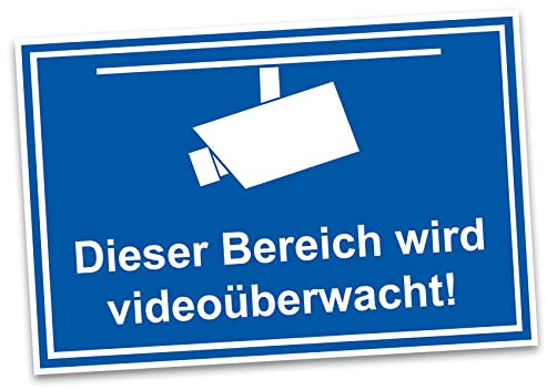 Hinweisschild 20x30cm Alu Verbundplatte für Zaun Tor Tür Pfosten wetterfest robustes Aluminium Schild Parkplatzschild langlebig (05 Videoüberwacht)