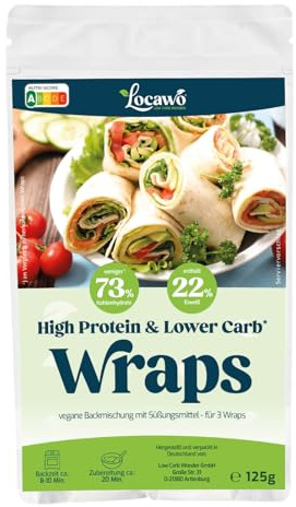 Locawo High Protein & Low Carb Wraps Dürüm Backmischung | 75% weniger Kohlenhydrate | 70% mehr Proteine | Voller Weizengeschmack | Vegan
