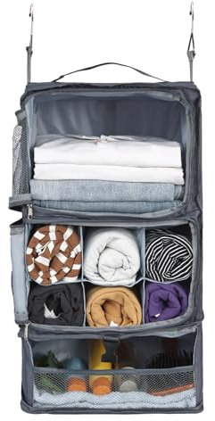 Surblue Hängeregal Reisetasche Kompressionspackwürfel für Koffer Zusammenklappbar mit Erweiterungsschicht Große Kapazität Grau XL