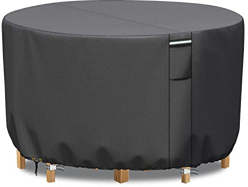 RICHIE Gartenmöbelabdeckungen wasserdicht, Outdoor Runde Gartentischabdeckung mit Belüftung, Heavy Duty Rip Proof 600D Oxford runde Patio Möbel Set Abdeckungen Winddicht, Anti-UV (Ø190x80cm) - Grau