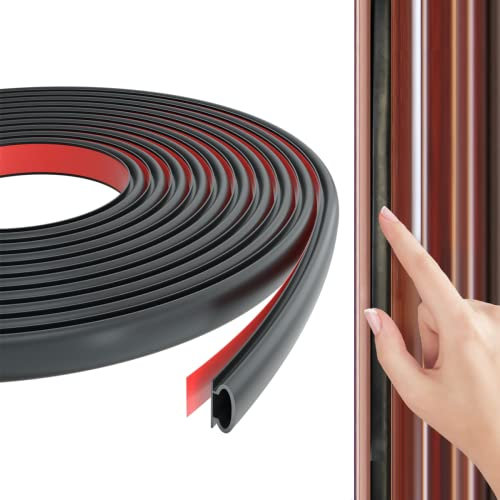 Türdichtung Selbstklebend Dichtungsband Türrahmen Dichtung,Gummidichtungen Türdichtungen für Haustür Schalldämmung,Dichtungsgummi Wasserdichtes Abdichtungsband Door Seal Dichtungsstreifen-8m Schwarz