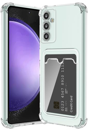 ÁRBOLORO Hülle für Samsung Galaxy S23 FE mit Kartenfäch Transparent Silikon TPU Handyhülle Ultra Dünn Weiche Stoßfest Flexibel Handy Tasche Bumper Case für Samsung Galaxy S23 FE