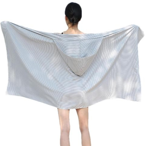 HunicandIU Strandtuch mit Kapuze, Badetuch - 31,5 x 62,9 Zoll schnell trocknendes, weiches Turntuch - Saugfähiges Mikrofasertuch für Pool, Fitnessstudio, Yoga, Sport